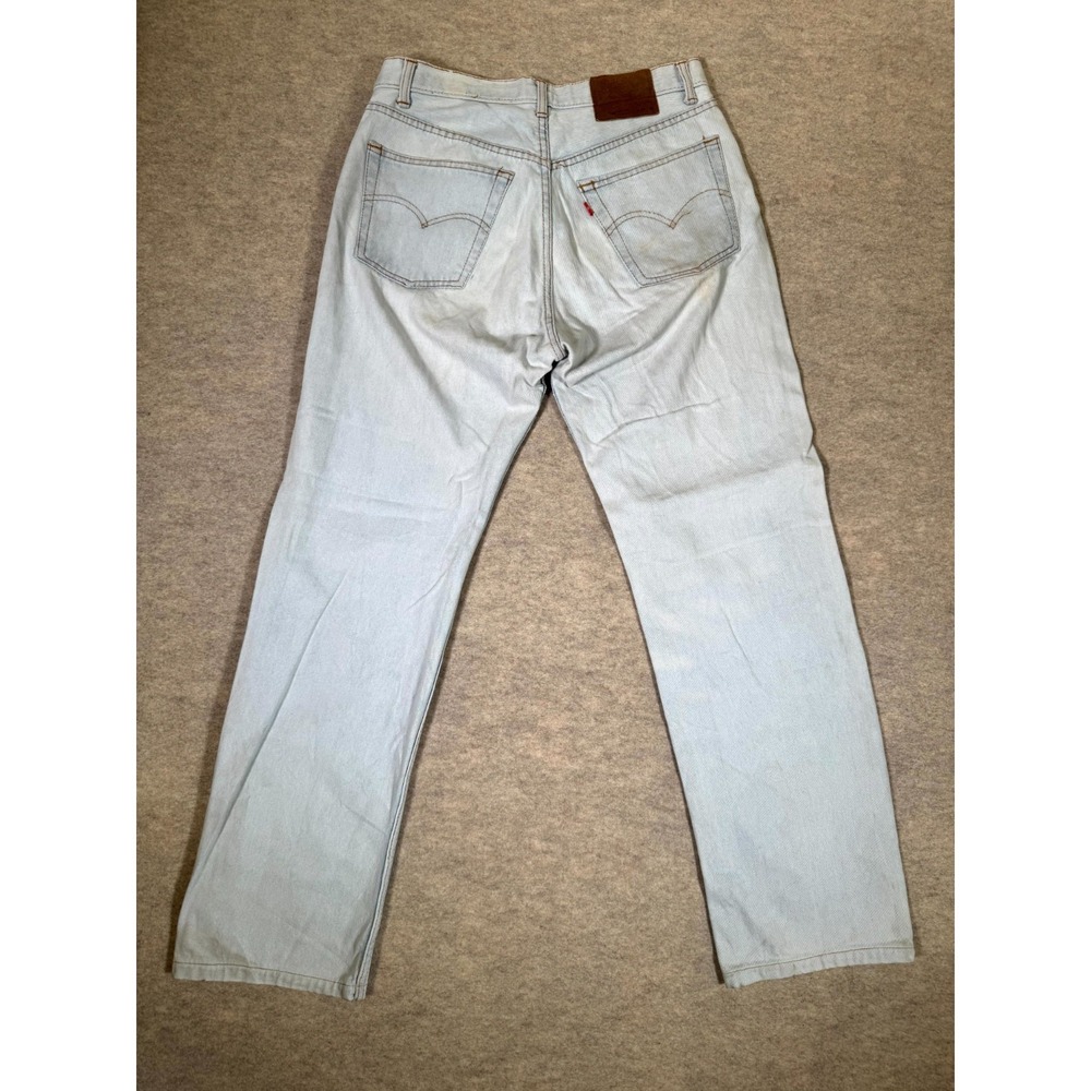 Levis 501 Jeans Mens 30x31 Blue Denim Logo Mid Rise Straight Leg Button Fly - Picture 6 of 16